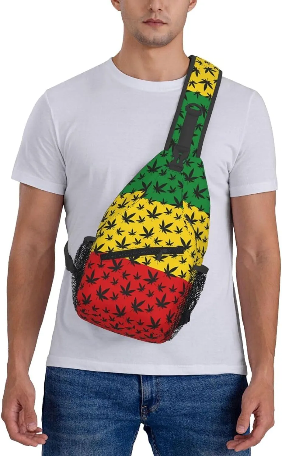 Colourful Marijuana Leaf Chest Bags Crossbody Sling Bag Shoulder Bag Travel Hiking Daypack For Men Women