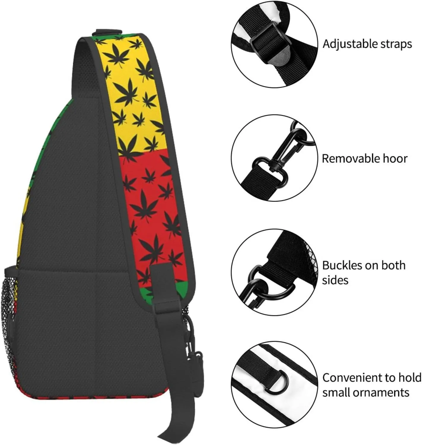 Colourful Marijuana Leaf Chest Bags Crossbody Sling Bag Shoulder Bag Travel Hiking Daypack For Men Women