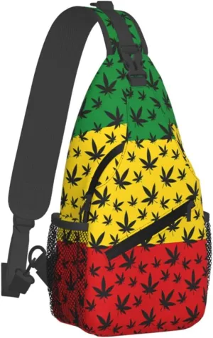 Colourful Marijuana Leaf Chest Bags Crossbody Sling Bag Shoulder Bag Travel Hiking Daypack For Men Women