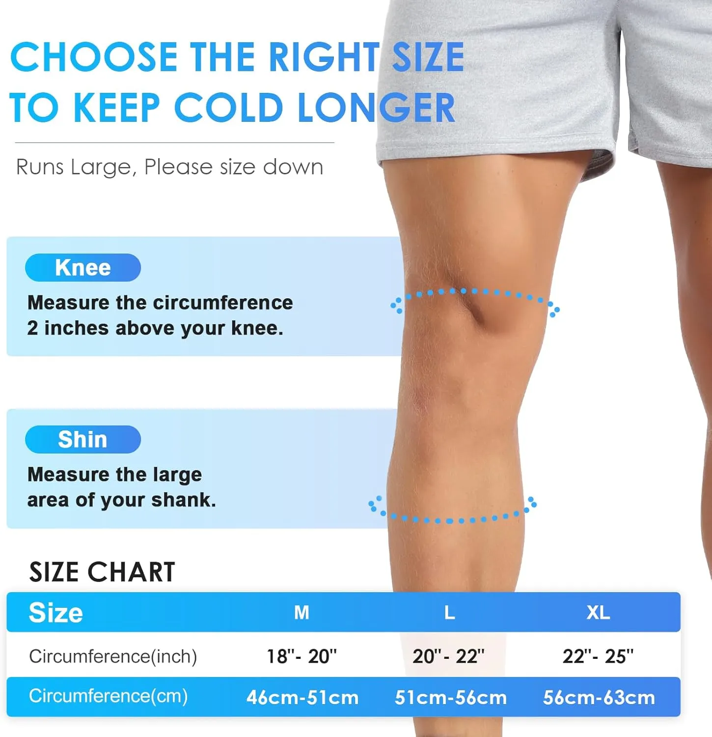ComfiTECH Knee Ice Sleeve for Cooling Application, Flexible Cold Gel Pack Reusable, Medium, Two Packs