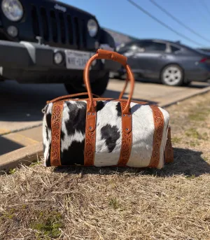 Cowhide Duffle Bag with Hand Tooling