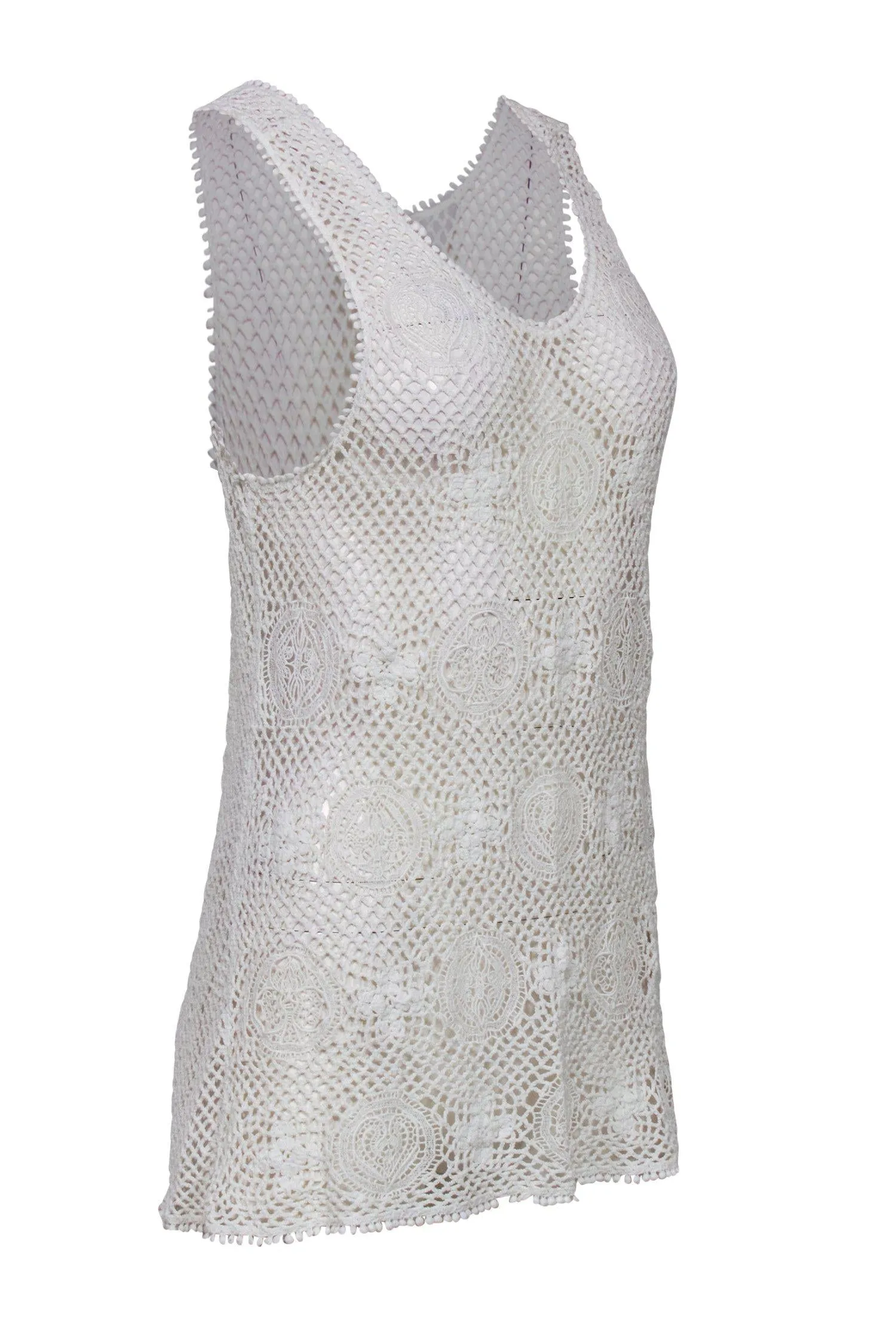 Crochet & Sz Client-approved Global shipping Chloe - Tank Lace White M