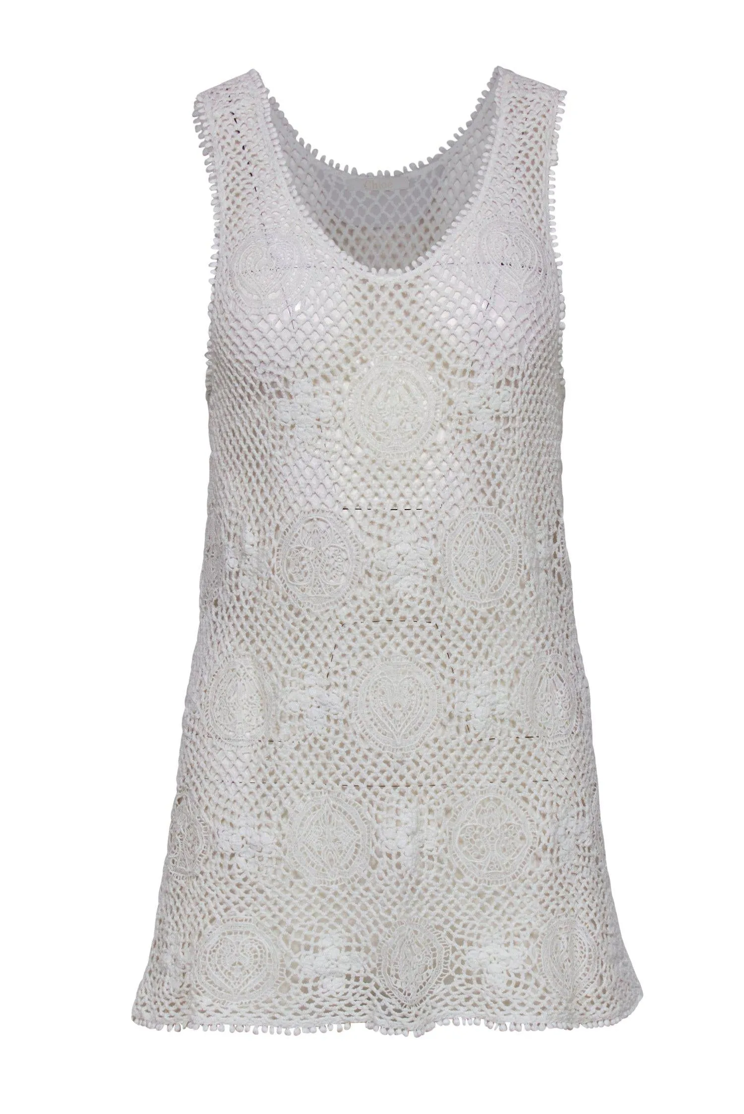 Crochet & Sz Client-approved Global shipping Chloe - Tank Lace White M