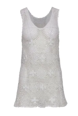 Crochet & Sz Client-approved Global shipping Chloe - Tank Lace White M
