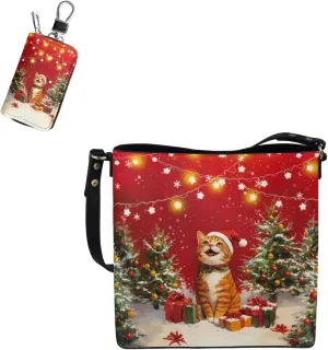Crossbody Bag Set 2 Pieces Saddle Bags Satchel Bags for Women Car Key Fob Cover
