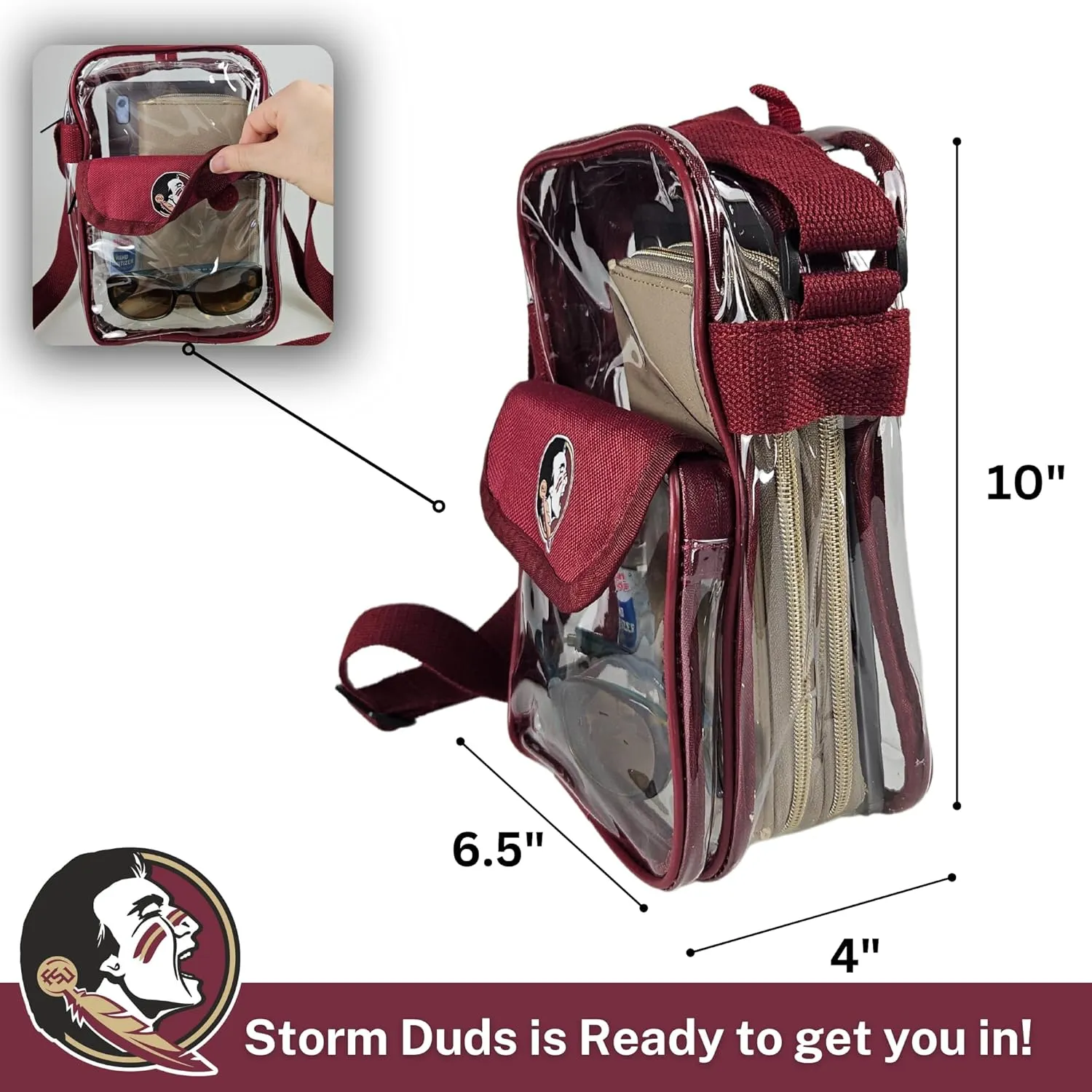 Crossbody Clear Bag 10 Inch Pouch for Valuables - Games, Graduations, Concerts – NCAA Stadium Approved