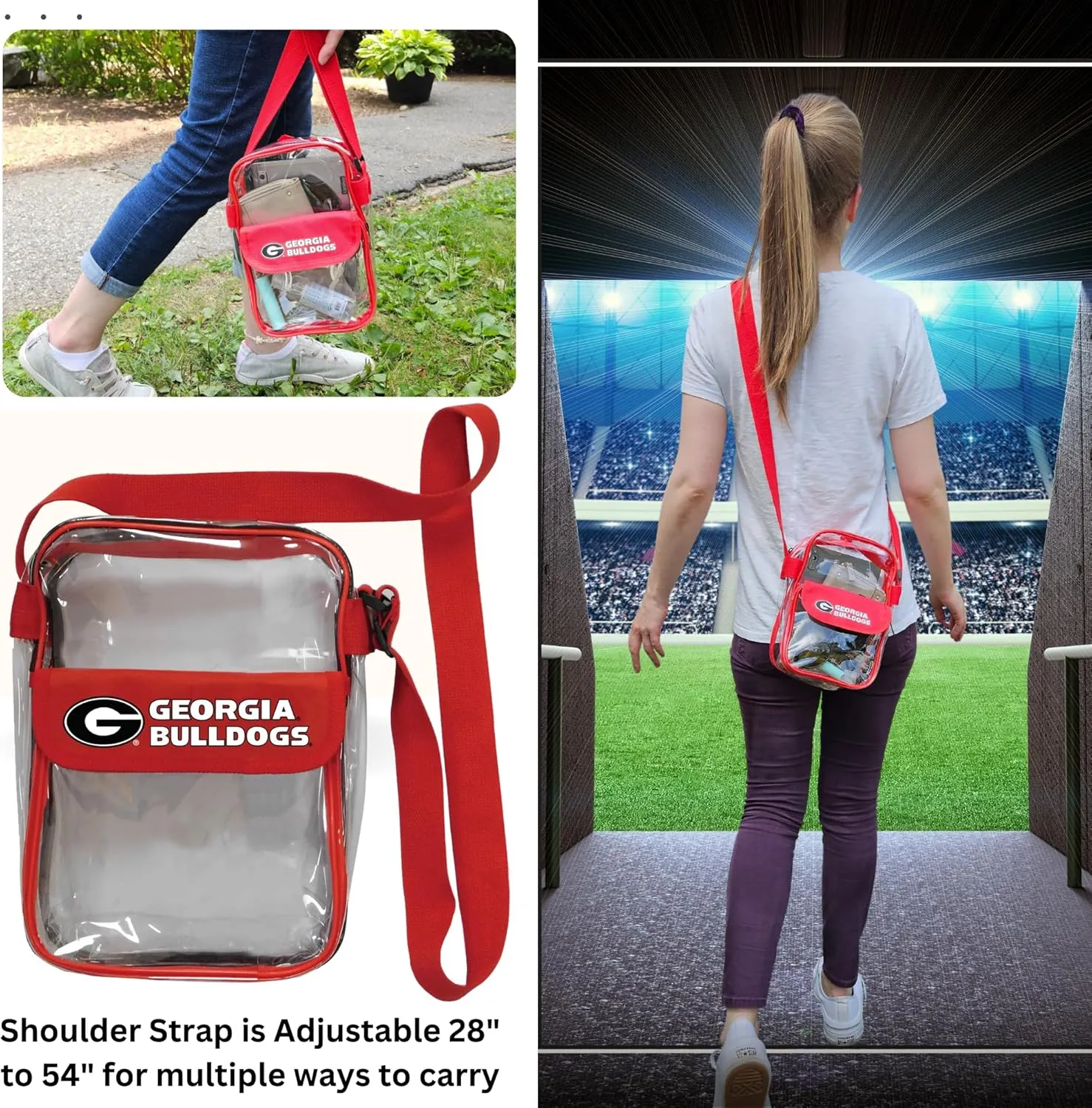 Crossbody Clear Bag 10 Inch Pouch for Valuables - Games, Graduations, Concerts – NCAA Stadium Approved