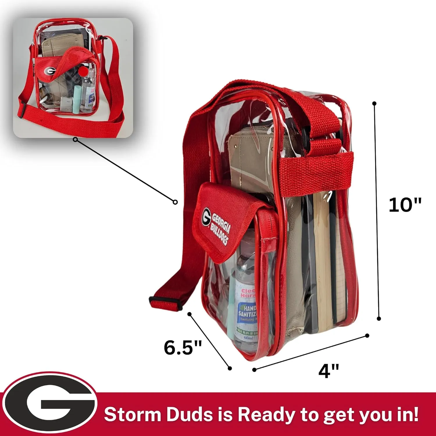 Crossbody Clear Bag 10 Inch Pouch for Valuables - Games, Graduations, Concerts – NCAA Stadium Approved