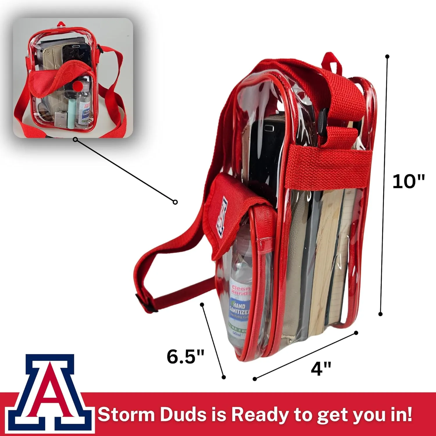 Crossbody Clear Bag 10 Inch Pouch for Valuables - Games, Graduations, Concerts – NCAA Stadium Approved