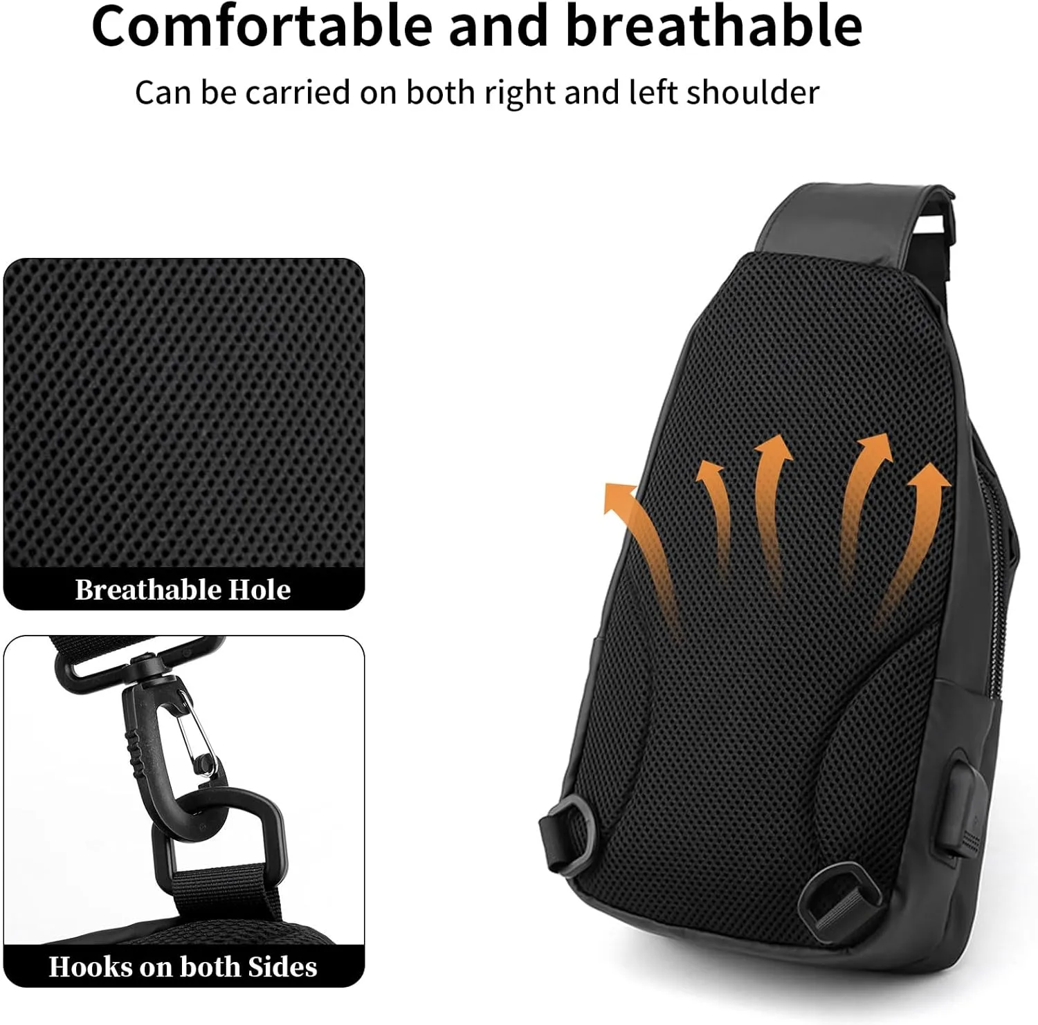 Crossbody Sling Backpack, Mens Cross Body Chest Bag Travel Hiking Daypack Adjustable Shoulder Strap Bags