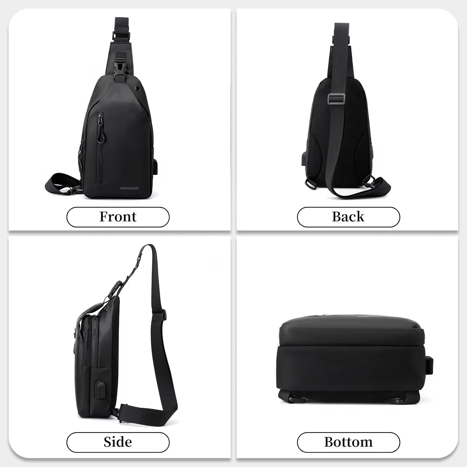 Crossbody Sling Backpack, Mens Cross Body Chest Bag Travel Hiking Daypack Adjustable Shoulder Strap Bags