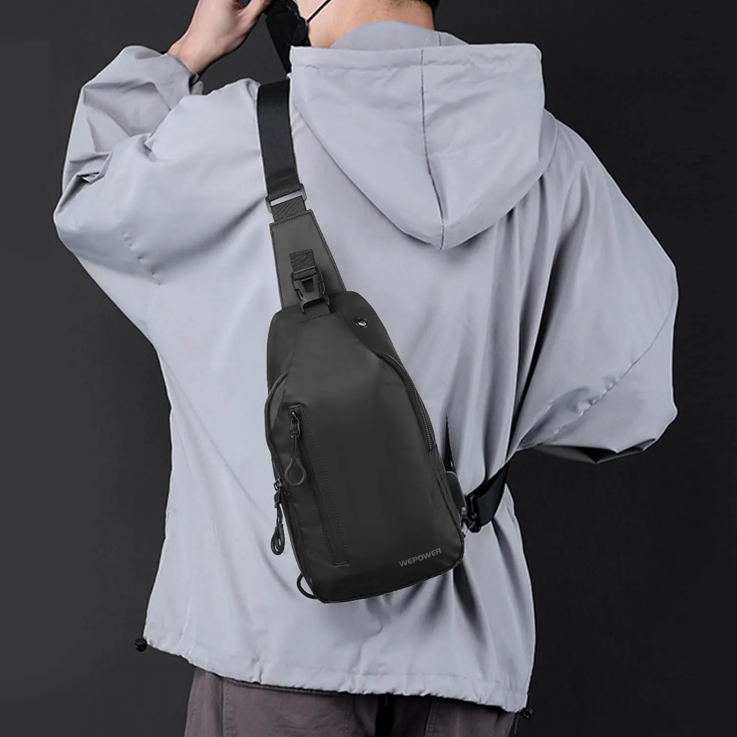 Crossbody Sling Backpack, Mens Cross Body Chest Bag Travel Hiking Daypack Adjustable Shoulder Strap Bags
