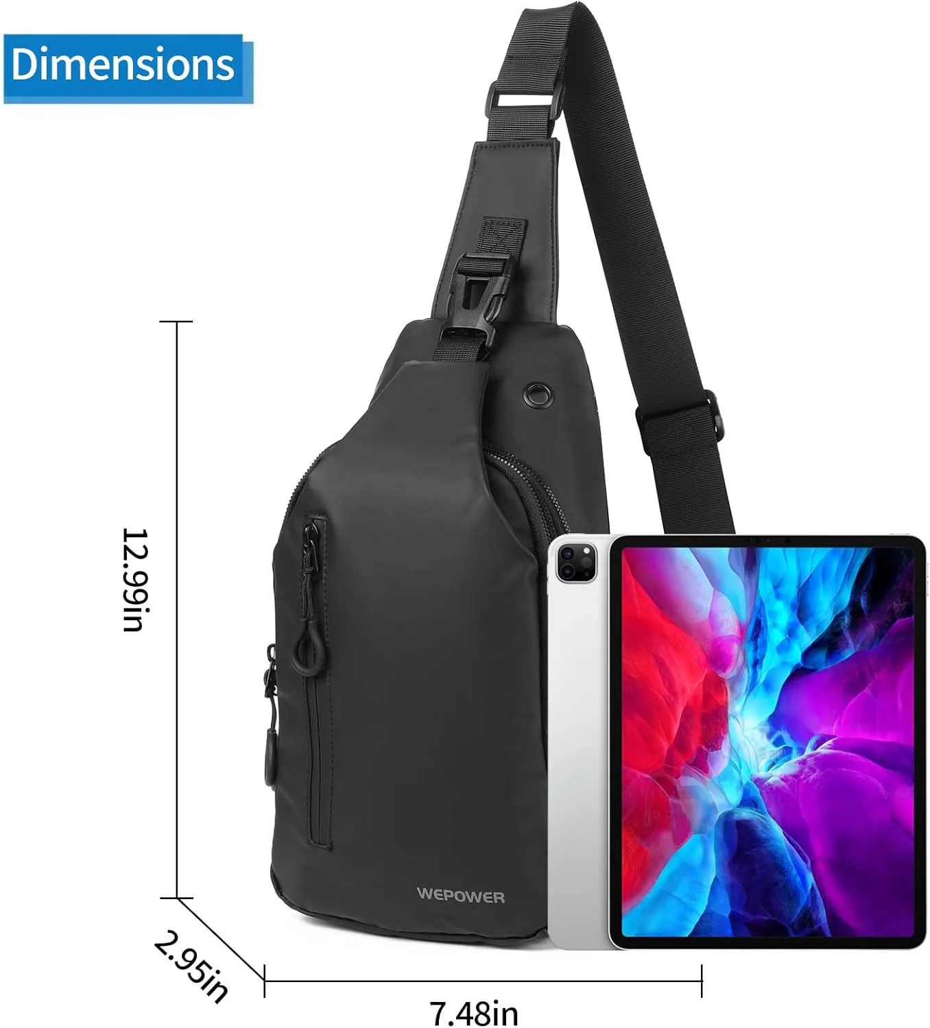 Crossbody Sling Backpack, Mens Cross Body Chest Bag Travel Hiking Daypack Adjustable Shoulder Strap Bags
