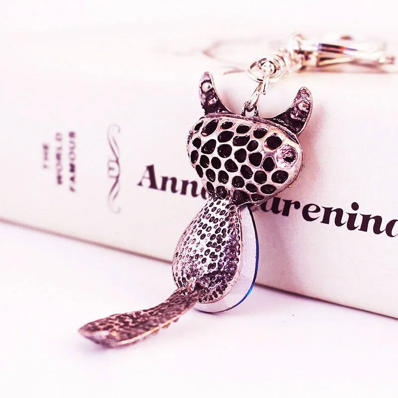 Crystal Fox Alloy Pendant Keychain