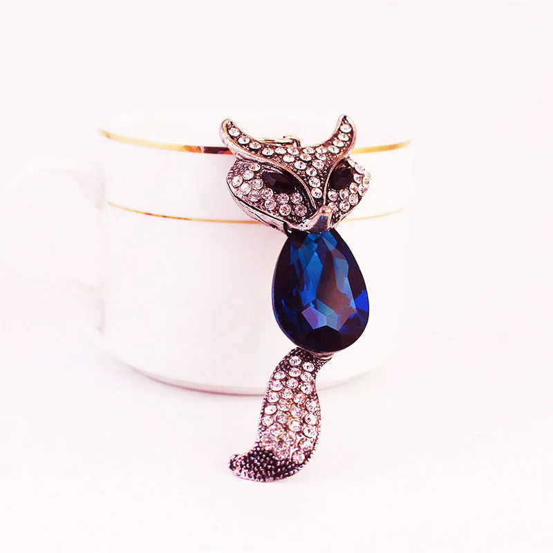 Crystal Fox Alloy Pendant Keychain