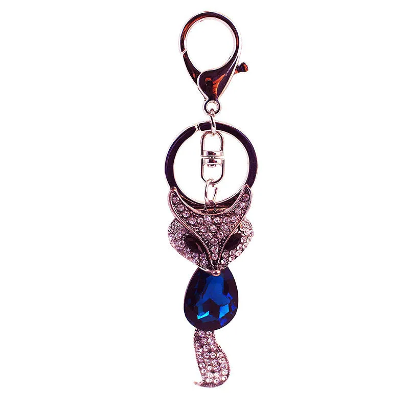 Crystal Fox Alloy Pendant Keychain