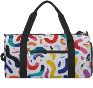 Curves And Shapes Gym Bag Travel Duffel Bags for Men Women Large Weekender Bags Carry On Overnight Duffle Bag with Shoe Compartment for Workout