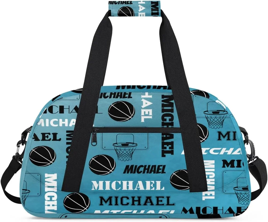 Custom Basketball Gym Duffel Bag for Women Men, Personalized Name Sport Bag Overnight Bags Customized Travel Weekender Bag, Dark Blue