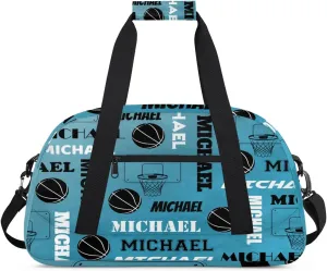 Custom Basketball Gym Duffel Bag for Women Men, Personalized Name Sport Bag Overnight Bags Customized Travel Weekender Bag, Dark Blue