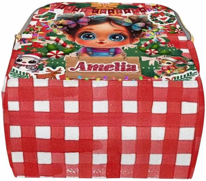 Custom Diaper Bag with Name, Christmas Personalized School Bag Girl Pattern, Monogram Nappy Backpack with Thermal Pockets for Adults Kids, Large Capacity Waterproof Diaper Bag Xmas Gift