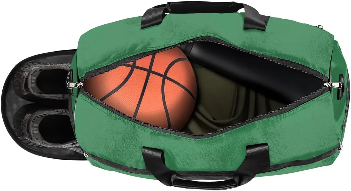 Custom Duffel Bag for Adults Men Women Large Luggage Bag Football Bags for Equipment Weekender Carry on Duffle Bags Green Gym Bag