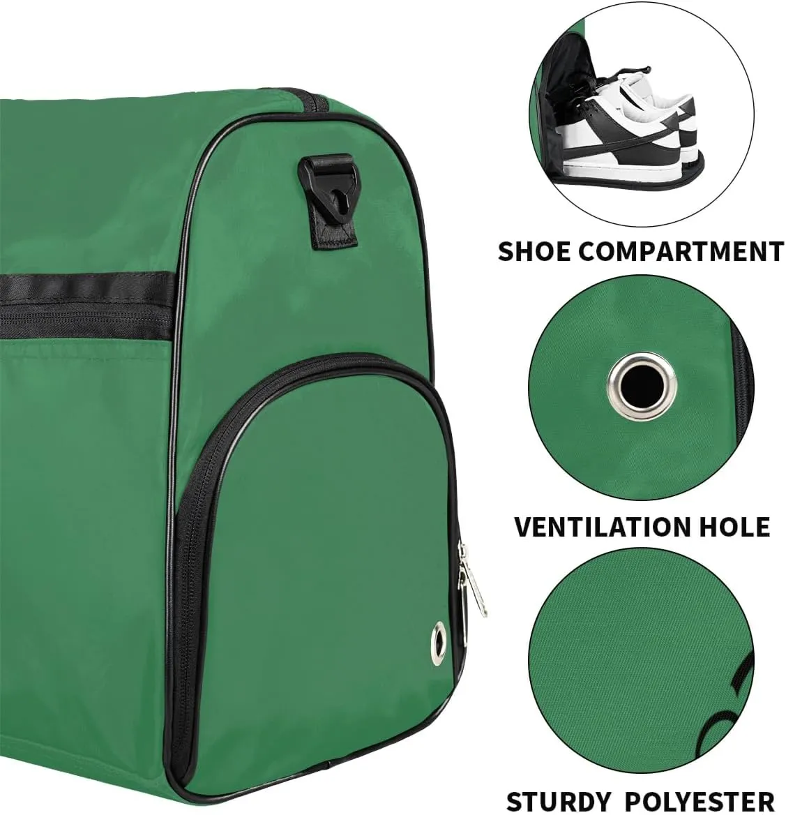 Custom Duffel Bag for Adults Men Women Large Luggage Bag Football Bags for Equipment Weekender Carry on Duffle Bags Green Gym Bag