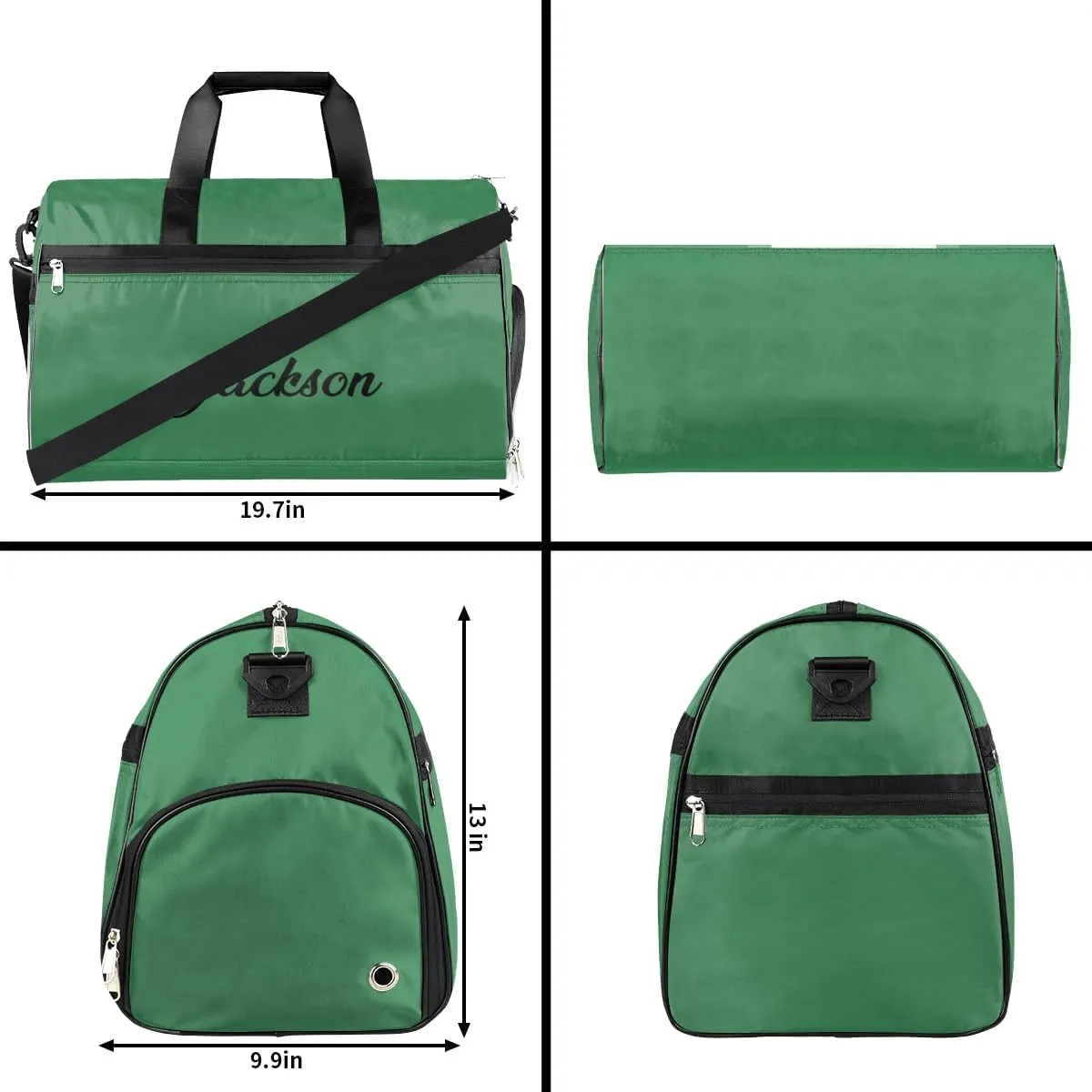 Custom Duffel Bag for Adults Men Women Large Luggage Bag Football Bags for Equipment Weekender Carry on Duffle Bags Green Gym Bag