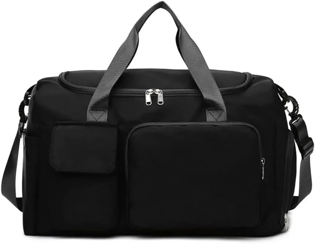 Custom Duffle Bag for Men and Women. Personalize with your Text and Logo (Black - Custom Text and Logo)