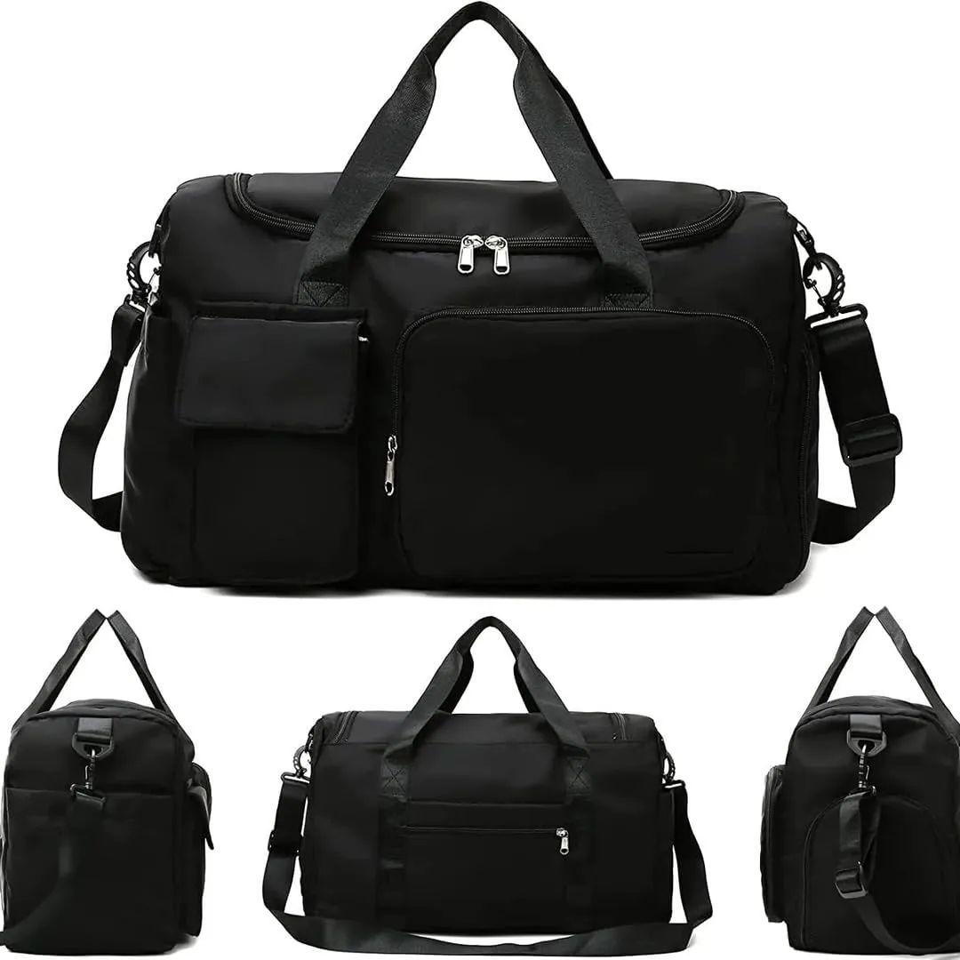 Custom Duffle Bag for Men and Women. Personalize with your Text and Logo (Black - Custom Text and Logo)
