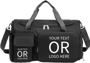 Custom Duffle Bag for Men and Women. Personalize with your Text and Logo (Black - Custom Text and Logo)
