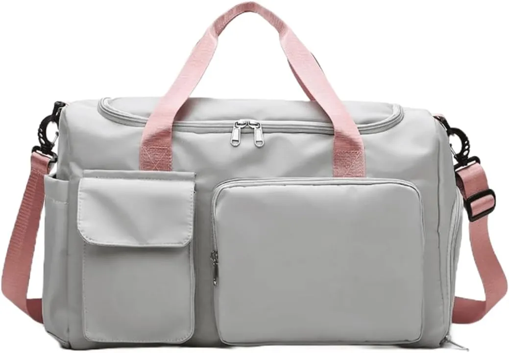 Custom Duffle Bag for Men and Women. Personalize with your Text and Logo (Grey - Custom Text and Logo)