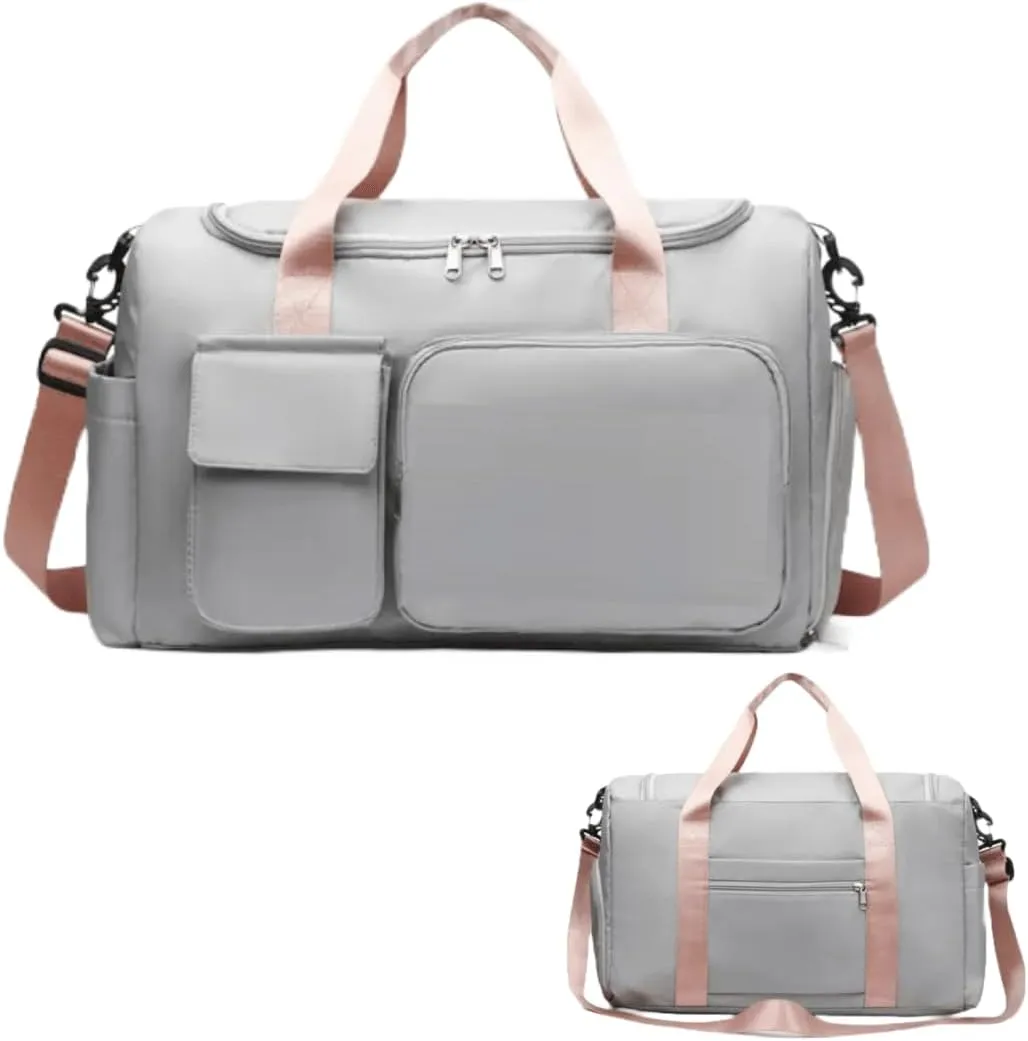 Custom Duffle Bag for Men and Women. Personalize with your Text and Logo (Grey - Custom Text and Logo)
