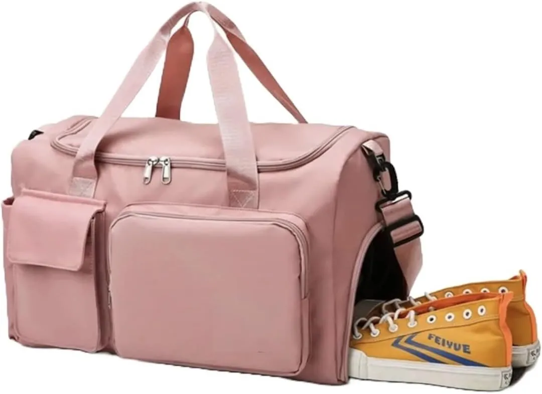 Custom Duffle Bag for Men and Women. Personalize with your Text and Logo (Pink)