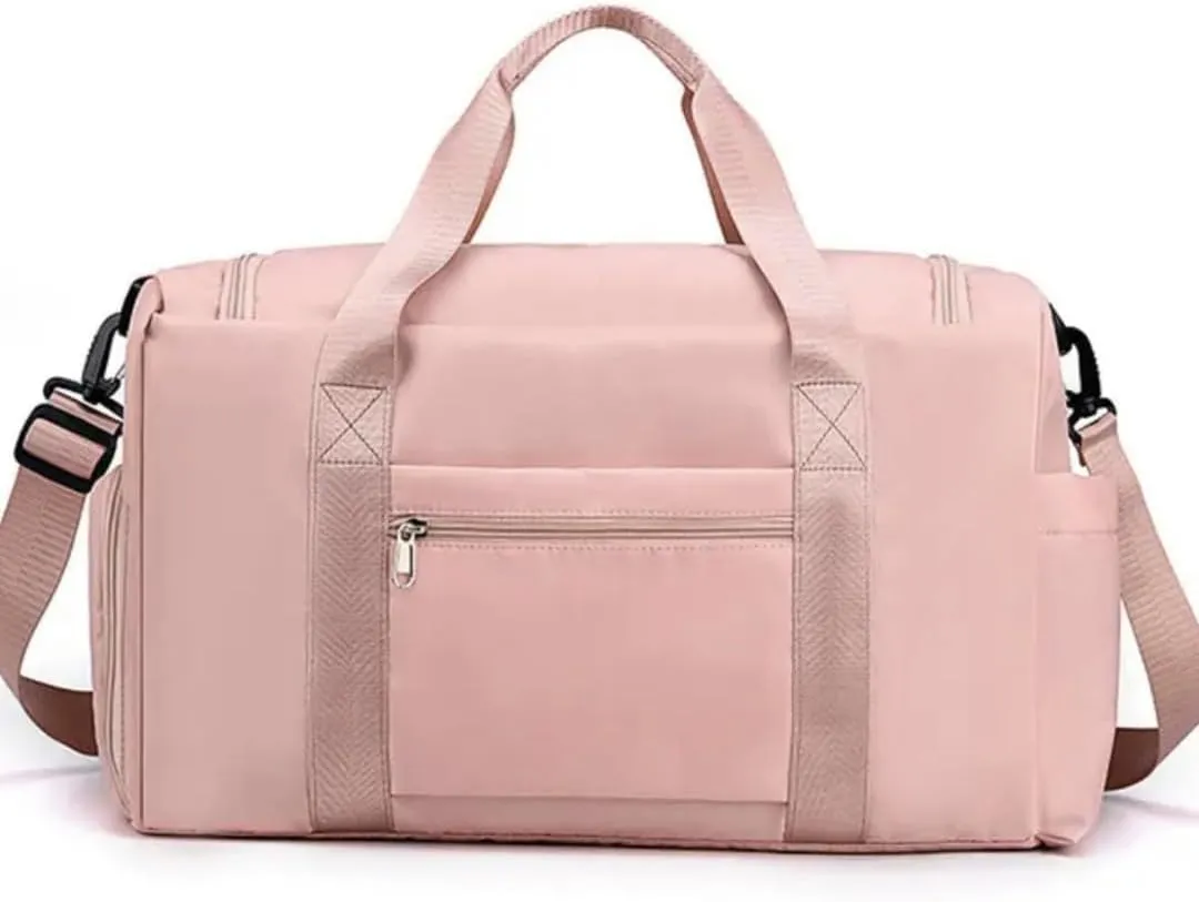 Custom Duffle Bag for Men and Women. Personalize with your Text and Logo (Pink)