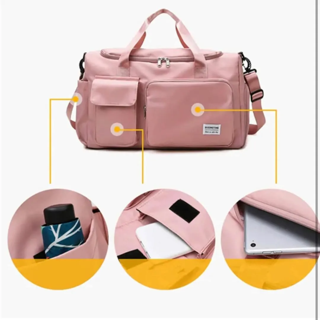 Custom Duffle Bag for Men and Women. Personalize with your Text and Logo (Pink)
