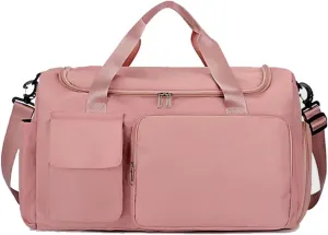 Custom Duffle Bag for Men and Women. Personalize with your Text and Logo (Pink)