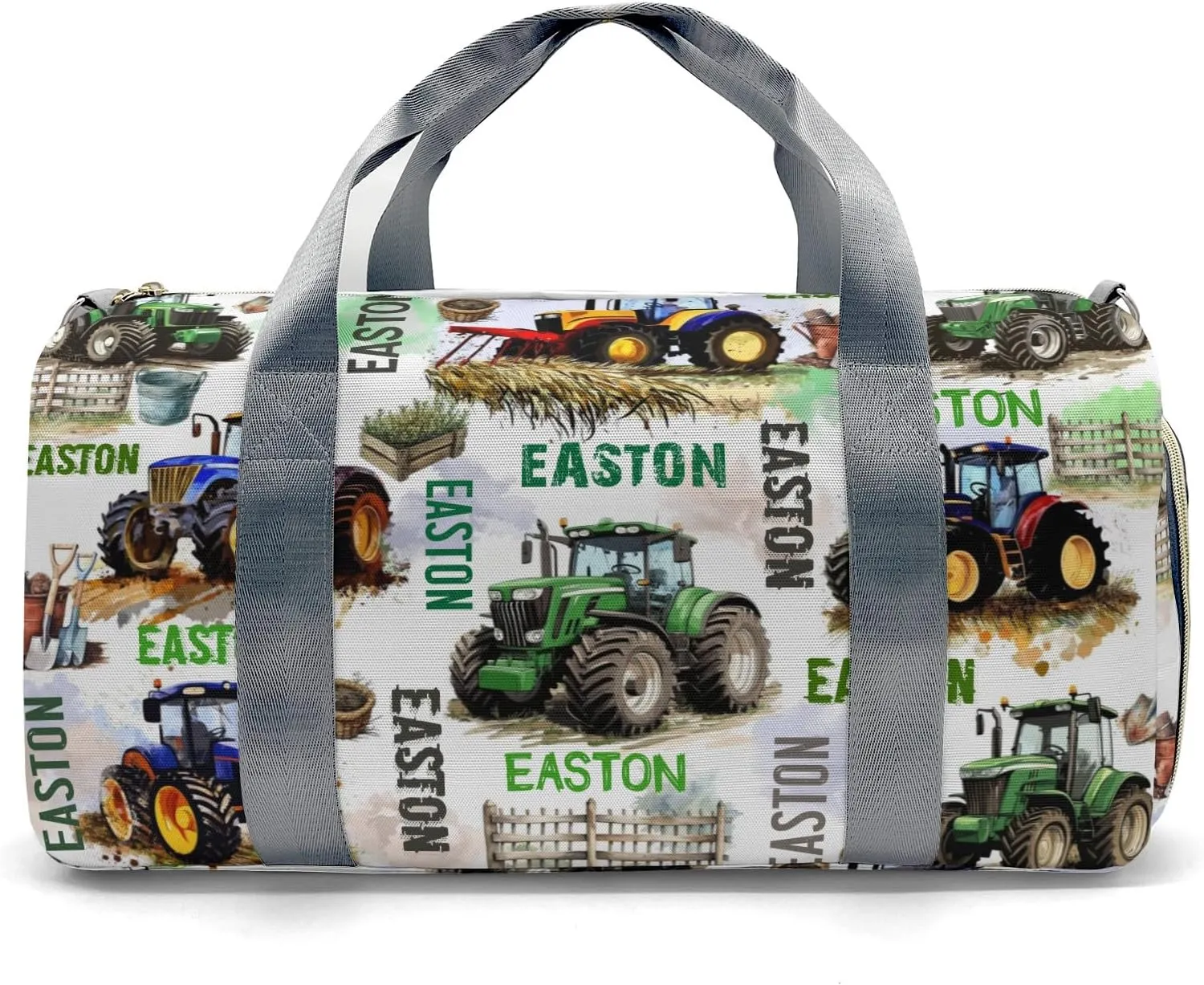Custom Gift Farm Vehicle Duffel Bag for Travel Weekender Bag, Farm Garden Overnight Bag with Shoe Compartment Carry On Bag for Business Trips Sports