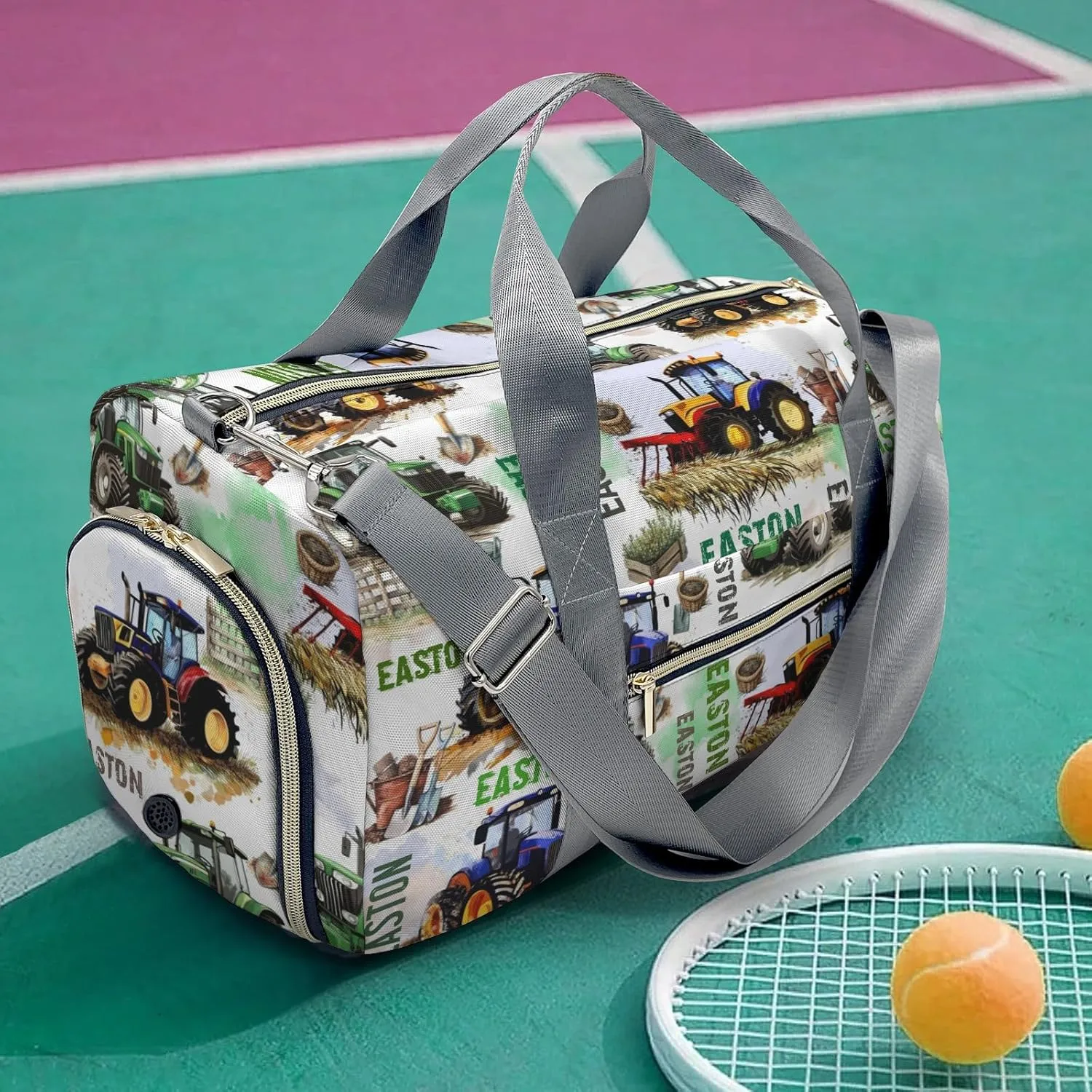 Custom Gift Farm Vehicle Duffel Bag for Travel Weekender Bag, Farm Garden Overnight Bag with Shoe Compartment Carry On Bag for Business Trips Sports