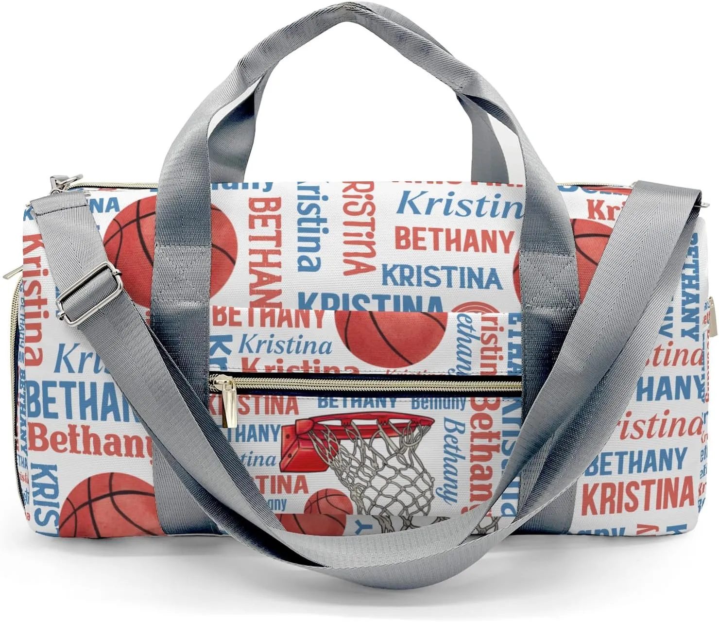 Custom Gift Sport Player Duffel Bag for Travel Weekender Bag, Word Cloud Basketball Overnight Bag with Shoe Compartment Carry On Bag for Business Trips Sports