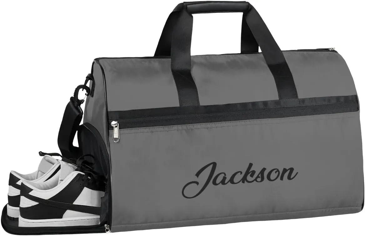Custom Large-Duffel-Bags for Men Boys Overnight Bags Teens Gym Bag for Sports Training Soccer Travel Grey Luggage-Bag-for-Men Sports Bag