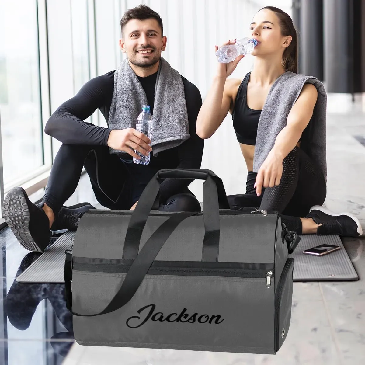 Custom Large-Duffel-Bags for Men Boys Overnight Bags Teens Gym Bag for Sports Training Soccer Travel Grey Luggage-Bag-for-Men Sports Bag