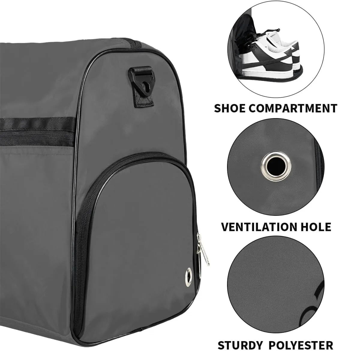 Custom Large-Duffel-Bags for Men Boys Overnight Bags Teens Gym Bag for Sports Training Soccer Travel Grey Luggage-Bag-for-Men Sports Bag
