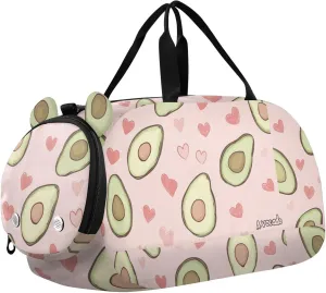 Cute Avocado Heart Peach Small Gym Bag with Shoes Compartment Large Capacity Kids Overnighter Duffel Bags for Beach Swim Bags Pool Sports