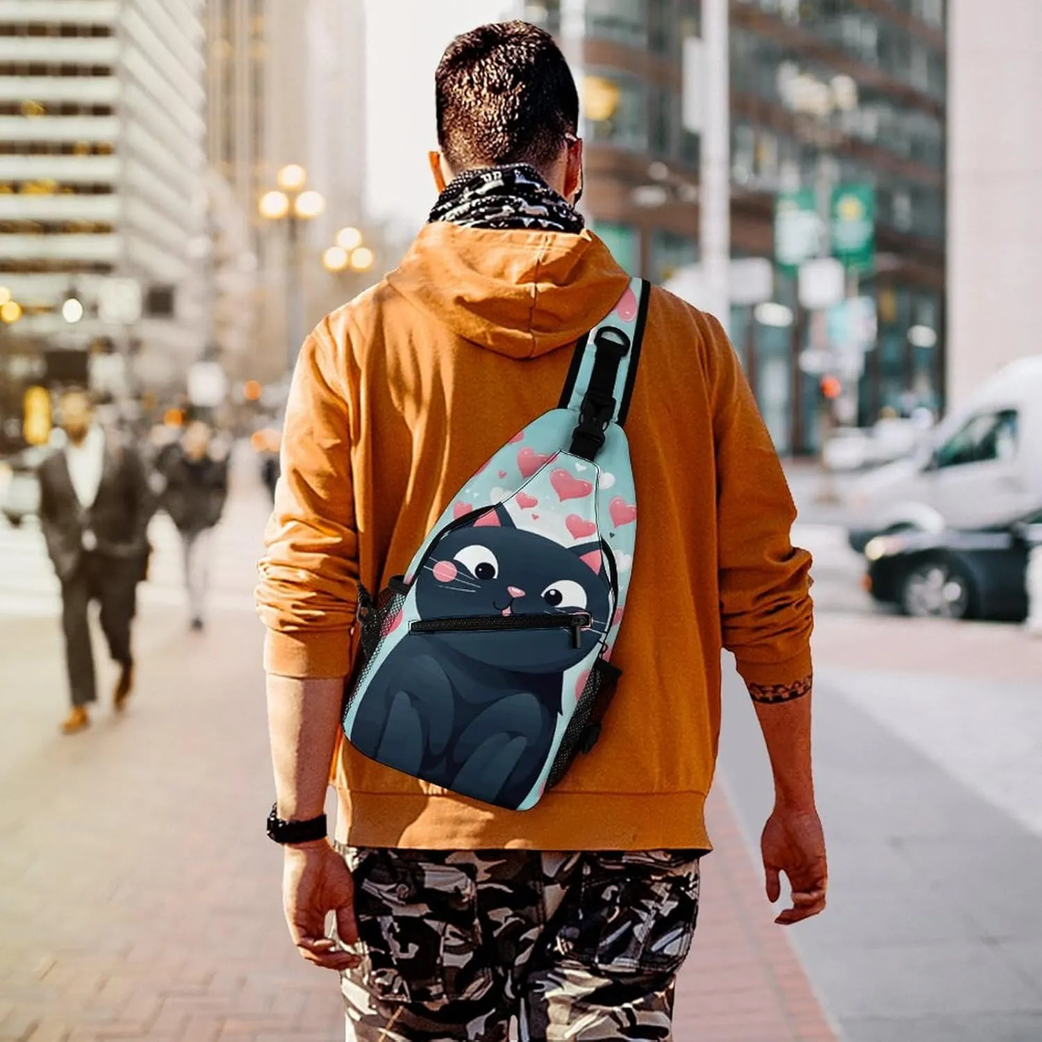 Cute Heart Cat Sling Bag Crossbody Bags Cross Body Bag Fanny Packs Chest Bags Sling Purses for Travel
