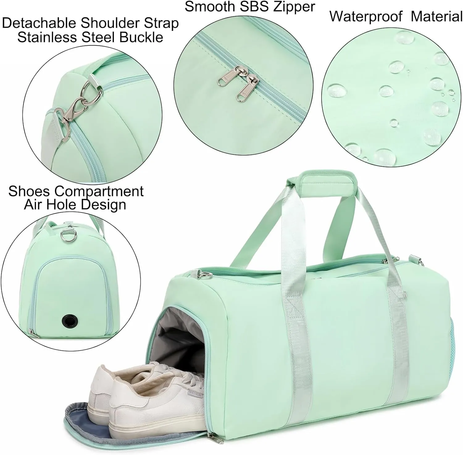 Dance Bag for Girls Sports Duffel Ballet Gym Overnight Yoga Bags Cheer Bag with Shoes Compartment（Green）