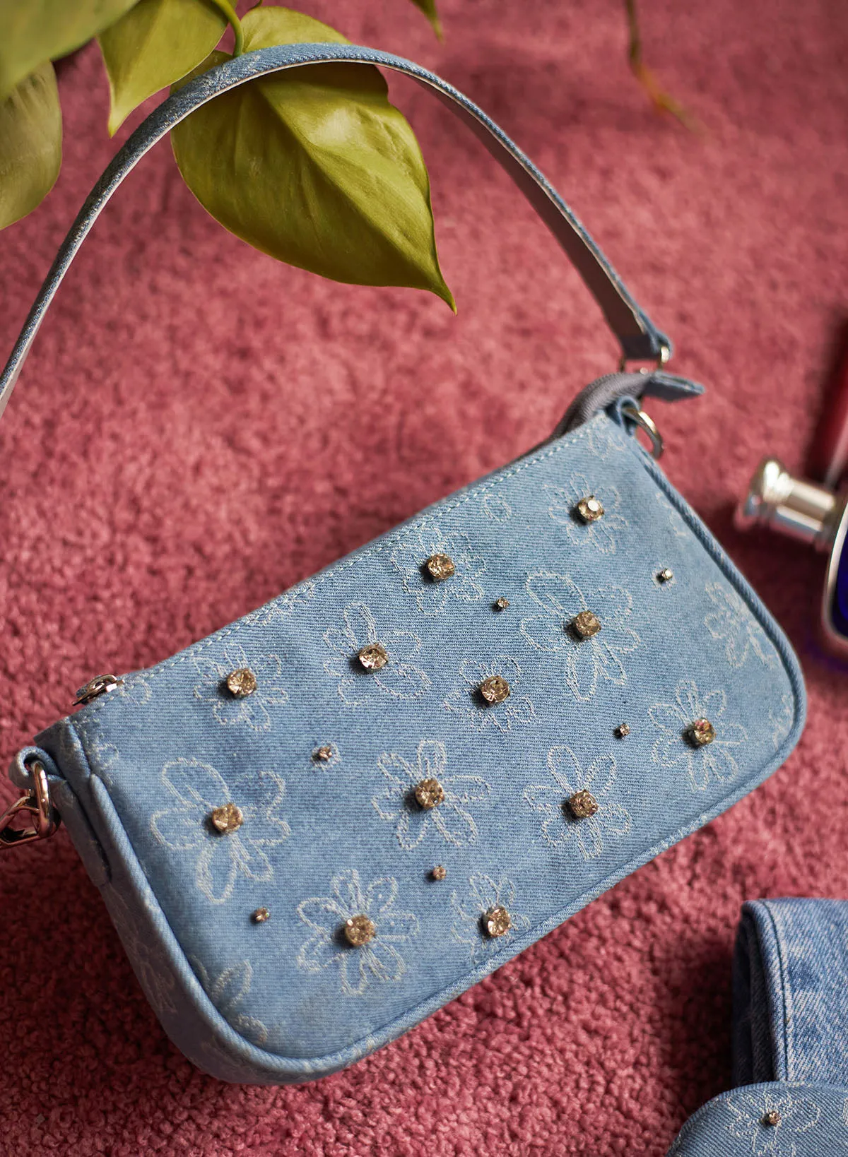 Dazzle dreams denim baguette bag