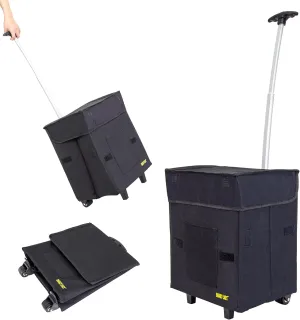 dbest products Smart Cart, BLACK Collapsible Rolling Utility Cart Basket Grocery Shopping Teacher Hobby Craft Art