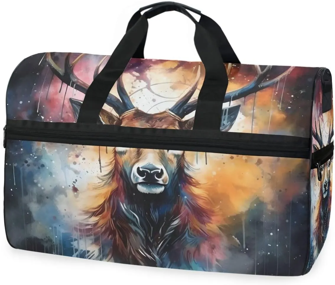 Deer Elk 5 Travel Duffel Bag Luggage Sports Gym Bags With Shoes Compartment Large Capacity Lightweight Duffle Bag For Men Women
