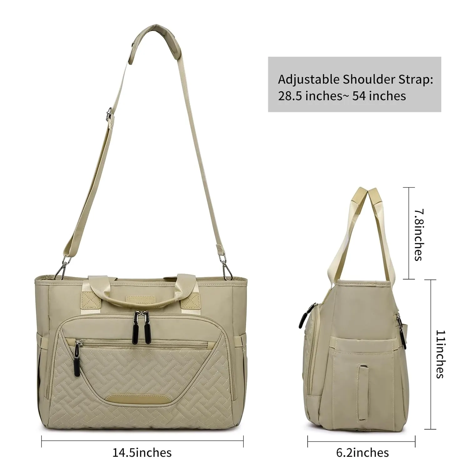 Diaper Bag Tote, Large Capacity Travel Diaper Tote Bags, Hospital Bag for Labor Delivery, Travel Diaper Tote Messenger Purse, Baby Bag with 16 Inch Laptop Compartment (Khaki)