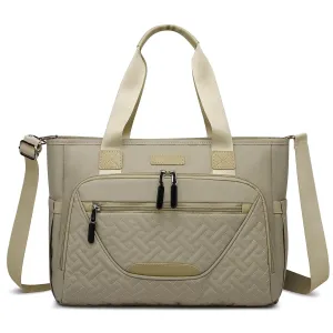 Diaper Bag Tote, Large Capacity Travel Diaper Tote Bags, Hospital Bag for Labor Delivery, Travel Diaper Tote Messenger Purse, Baby Bag with 16 Inch Laptop Compartment (Khaki)